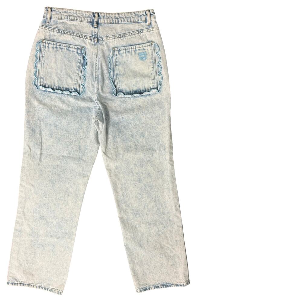 Never Fully Dressed Light Wash Blue Scallop Detail Straight Leg Jeans size 10 - Picture 8 of 13